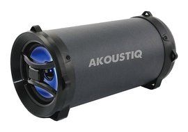 Akoustiq RD-229 Portable Wireless Bluetooth Stereo Cylinder Speaker with LED Light, FM Radio, AUX and MicroSD/...