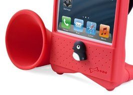 Bone Collection Bike Horn Stand Speakers for iPhone 5 - Retail Packaging - Red