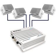 EnrockMarine W500ABTB-3 Audio Boat ATV Car Bluetooth Marine Waterproof Amplifire with 4 Speakers (White) N3