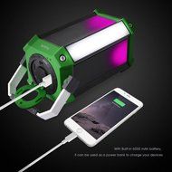 HAVIT HV-SK159BT LED Wired/Wireless Bluetooth Speaker with Power Bank, TF Card and FM Radio (Black+Green) N2