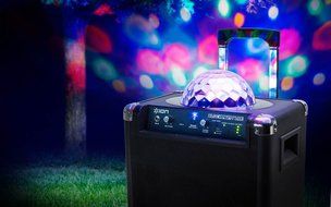 ION Audio Block Party Live | Portable Bluetooth Speaker System with Party Lights and Wheels &amp; Handle for Transport... N7