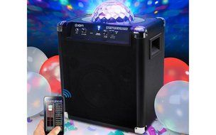 ION Audio Block Party Live | Portable Bluetooth Speaker System with Party Lights and Wheels &amp; Handle for Transport... N13