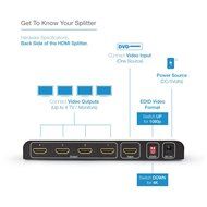 Expert Connect | 1x4 HDMI Splitter | 4 Port | 1 in - 4 out | Full HD/3D | 1080P | HDMI 1.3 | HDTV | PS4 / PS3... N34
