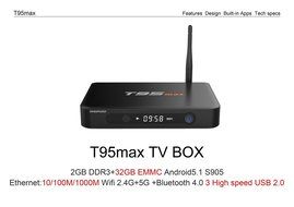 Epteam Android tv box 32GB ROM 2GB RAM T95 Max Amlogic S905 Quad-Core cortex-A53 Android 5.1 Kodi 16.0 2.4G/5G... N4