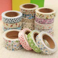 Bargain World Floral Fabric Tape Washi Masking Tape Decorative Tape DIY Tape Stickers N5