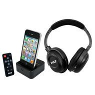 Pyle UHF Wireless Stereo Headphone with Wireless iPhone/iPod Dock Transmitter and RF Remote Control