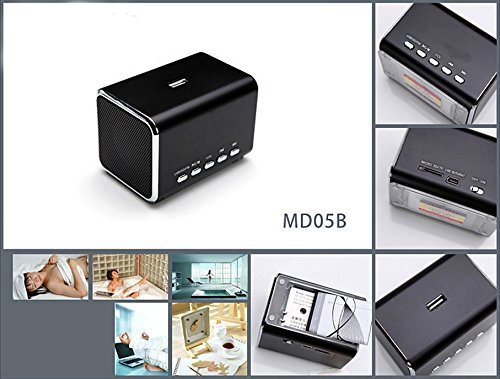 YUMQUA MD05B Portable Mini Speaker FM radio Computer Speakers TF Card/USB Flash MP4 Speaker Black N7
