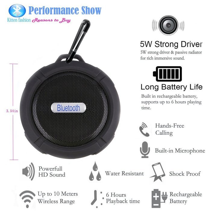 Bluetooth Speaker Waterproof Shockproof Mini Portable Sport Speaker Wireless HIFI Speaker Built-in Mic Handsfree... N10