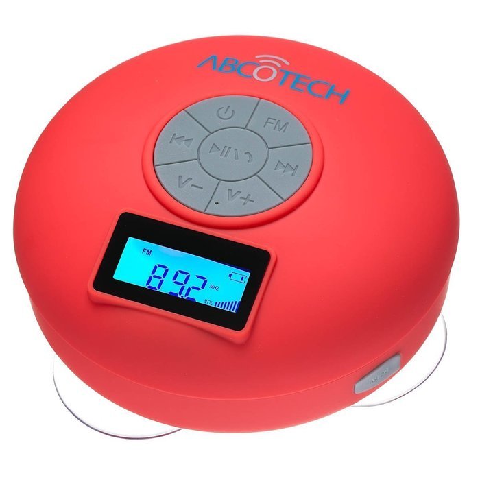 Abco Tech Splash Proof Shower Speaker with 3 Firm Suction Cups - Black N6