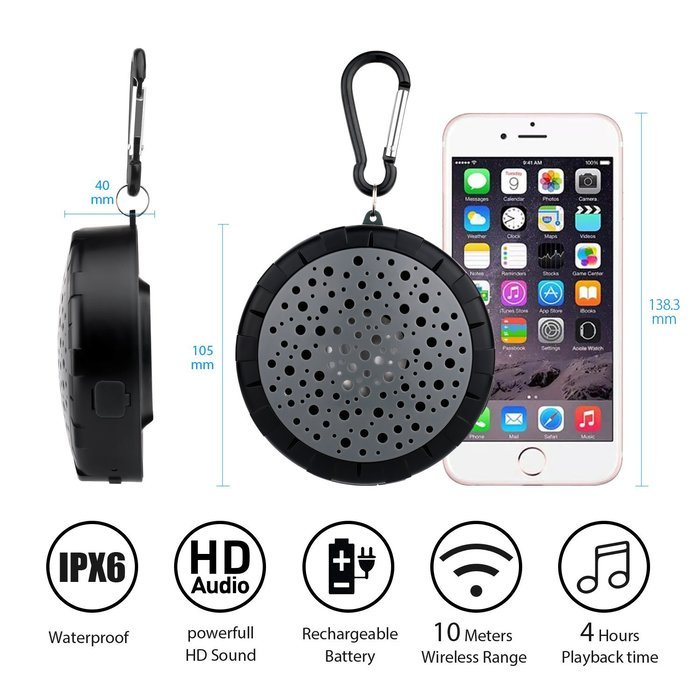 SoundSOUL Splashproof Shower Speaker Bluetooth Wireless Portable Waterproof Speaker(IPX6 Waterproof,Built-In Mic... N4