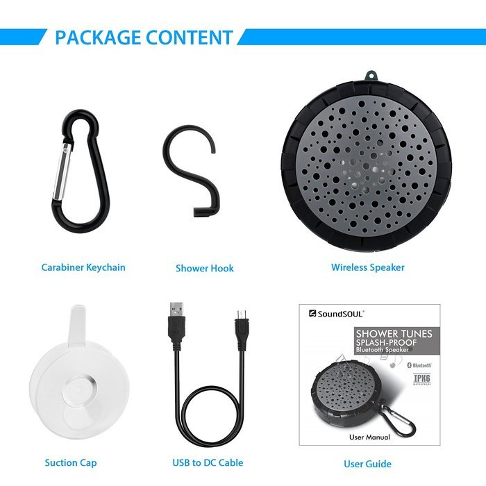 SoundSOUL Splashproof Shower Speaker Bluetooth Wireless Portable Waterproof Speaker(IPX6 Waterproof,Built-In Mic... N6