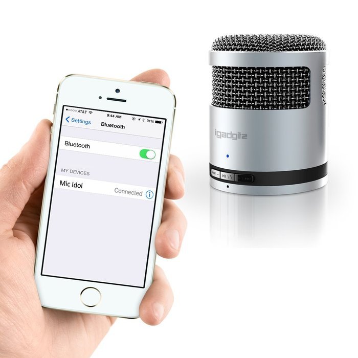 iGadgitz Al Series: 'Mic Idol' Portable Wireless Stereo Bluetooth Brushed Aluminium Travel Speaker (3W Power with... N3