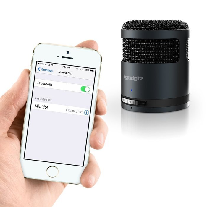 iGadgitz Al Series: 'Mic Idol' Portable Wireless Stereo Bluetooth Brushed Aluminium Travel Speaker (3W Power with... N9