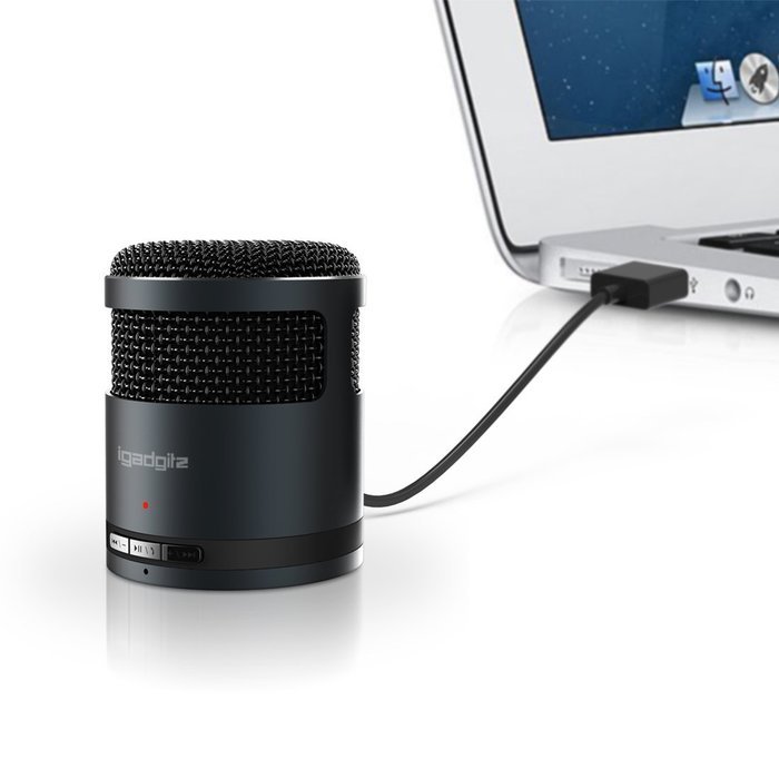 iGadgitz Al Series: 'Mic Idol' Portable Wireless Stereo Bluetooth Brushed Aluminium Travel Speaker (3W Power with... N11