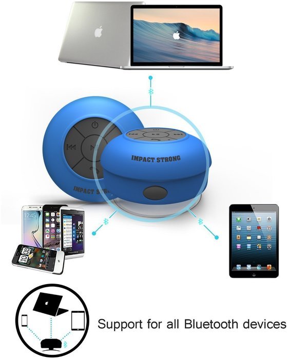 Shower Speaker : ImpactStrong Water Resistant Wireless Hands-Free Speaker with Suction Cup and [Built-in Microphone... N3