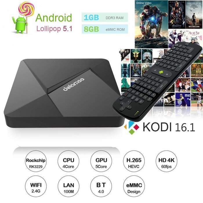 DOLAMEE D5 OTT TV Box Rockchip RK3229 Quad-core Cortex A7 Android 5.1 KODI 16.1 1G RAM 8G ROM Streaming Media...