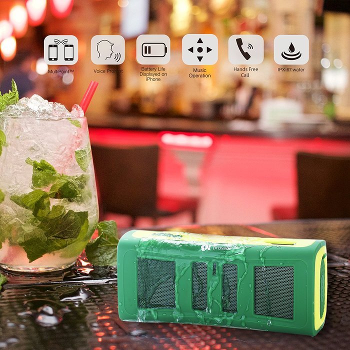 Proxelle Mini Waterproof Bluetooth Stereo Speakers, Orange N10