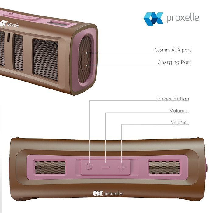 Proxelle Mini Waterproof Bluetooth Stereo Speakers, Orange N25