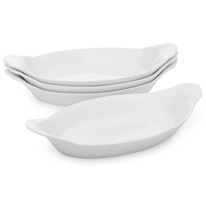 HIC Porcelain Oval Au Gratin 10-inch, Set of 3