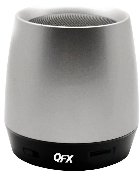 QFX BT-106 Portable Rechargeable Bluetooth Speaker with Microphone (Silver)