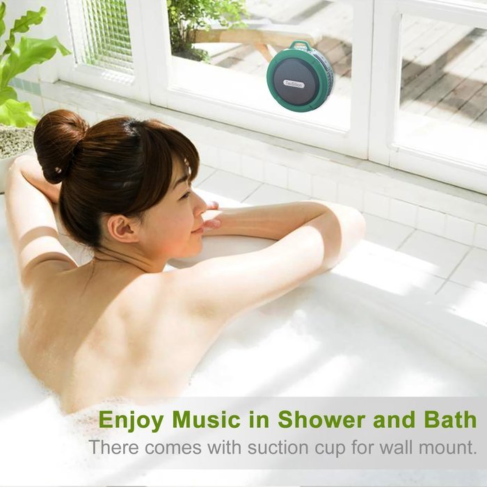 TecBillion Wireless Bluetooth 3.0 Outdoor & Shower Speaker, Waterproof/3W Speaker/Suction Cup/Mic/Hands-Free Speakerphone... N3
