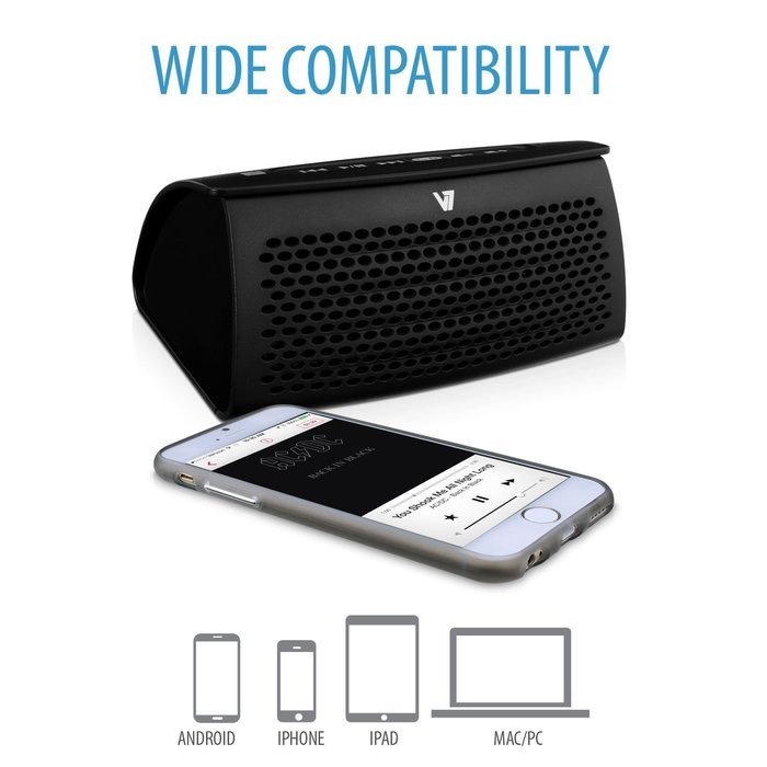 V7 Speaker System - 2.5 W RMS - Battery Rechargeable - Wireless Speaker(s) - Black SP6000-BT-BLK-18NC N2