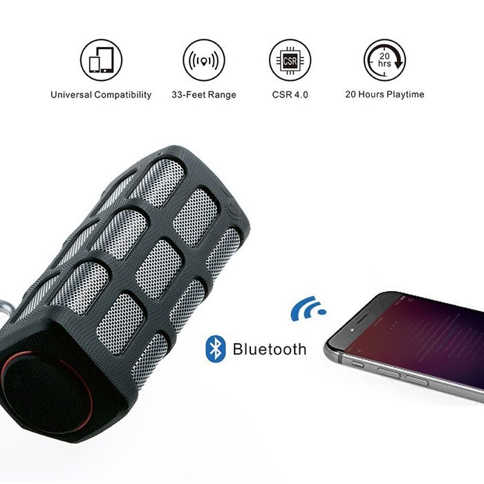 Hapyia Portable Wireless Bluetooth Speaker Outdoor with 7000mAh Power Bank Black N3