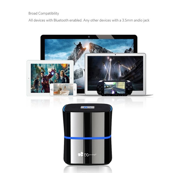 EC Technology 5W Portable Wireless Bluetooth Speaker, 8-12 Hour Playtime for iPhone/iPad and More N4