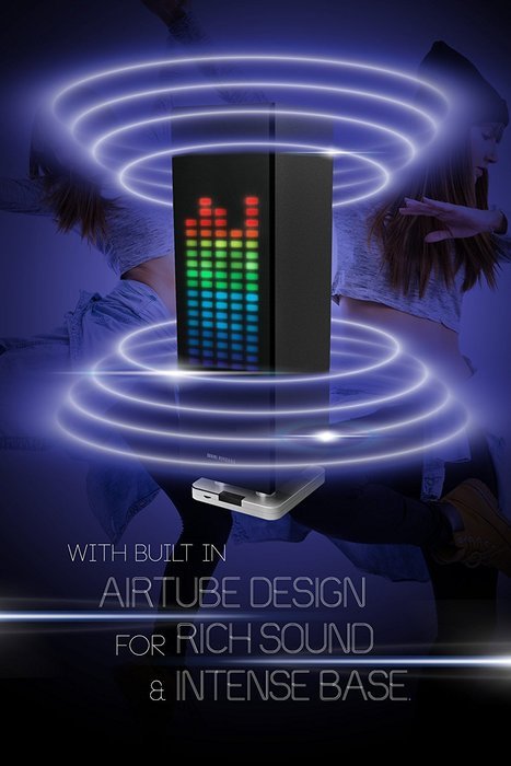 Sharper Image SBT1003BK Bluetooth Speaker With LED Lights, Beat Responsive (Black) N4