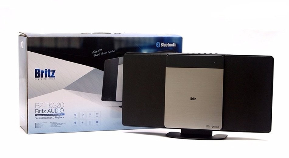 Britz Bluetooth 3.0 Audio Speaker Silver. Can Use CD player , USB , Bluetooth, AUX , FM Radio, Timer, Alarm, Clock.