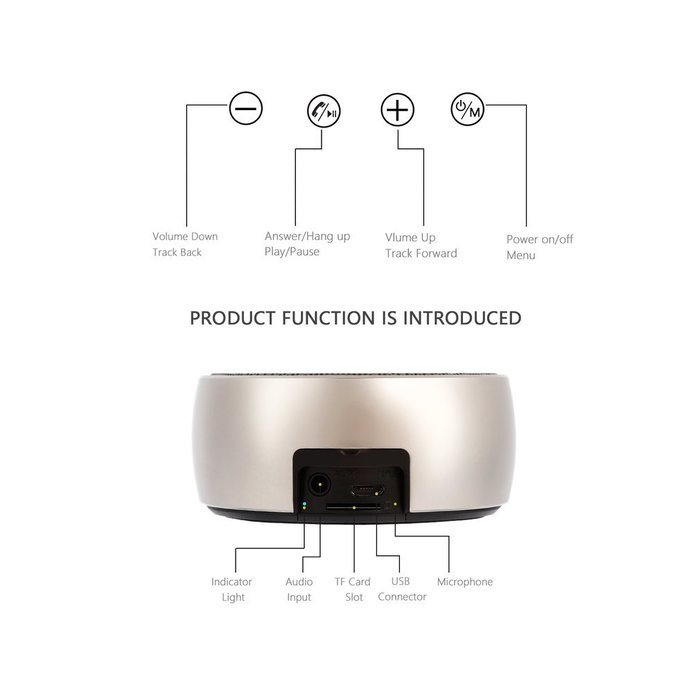 Bluetooth Speaker ,LESHP Metal Bluetooth Wireless Speaker with Super Bass, Perfect Sound Speaker for Golf, Beach... N5