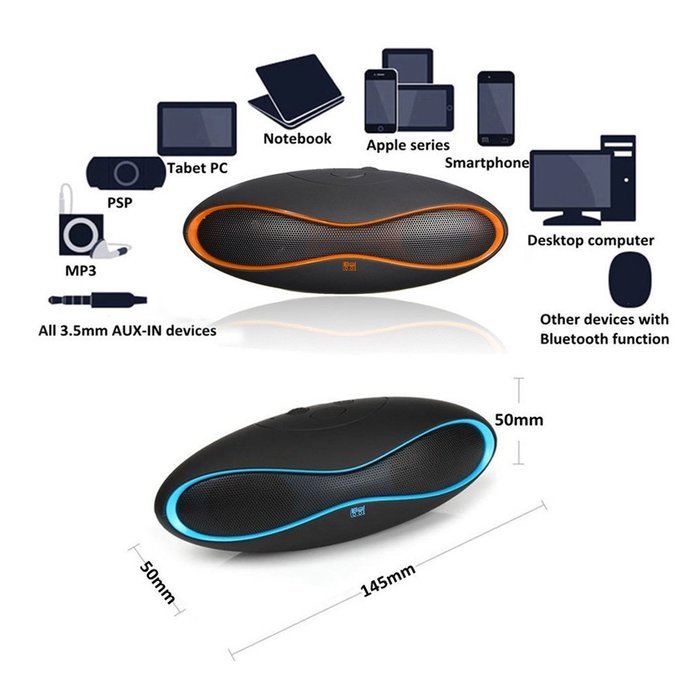 B2COOL Wireless Bluetooth mini Speaker with LED Lamp Built-in microphone -Support USB Flash & micro SD Card Playing... N2
