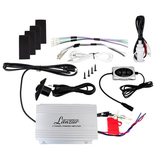 Lanzar OPTIUTVA10B Opti-Drive Waterproof Bluetooth Quad Speaker and Amplifier Sound System, (4) Wakeboard 4''... N4