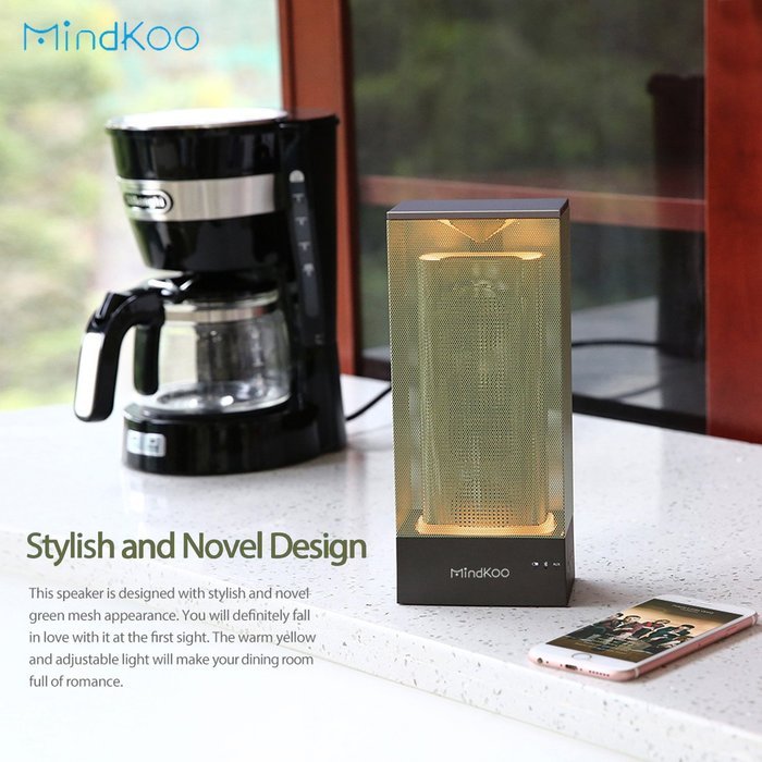 Bluetooth Speakers, Mindkoo Indoor Smart Wireless Classic with LED Light Adjustable Home Use Bluetooth Speakers... N4