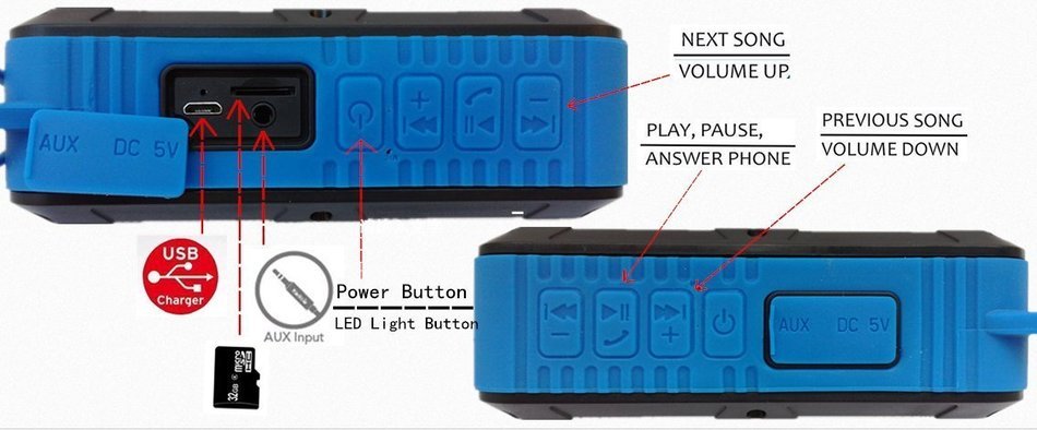 LED Bluetooth Speaker, FM Radio, With MP3/support TF card/ Micro SD card，Outdoor Indoor Emergency Light Wireless... N3