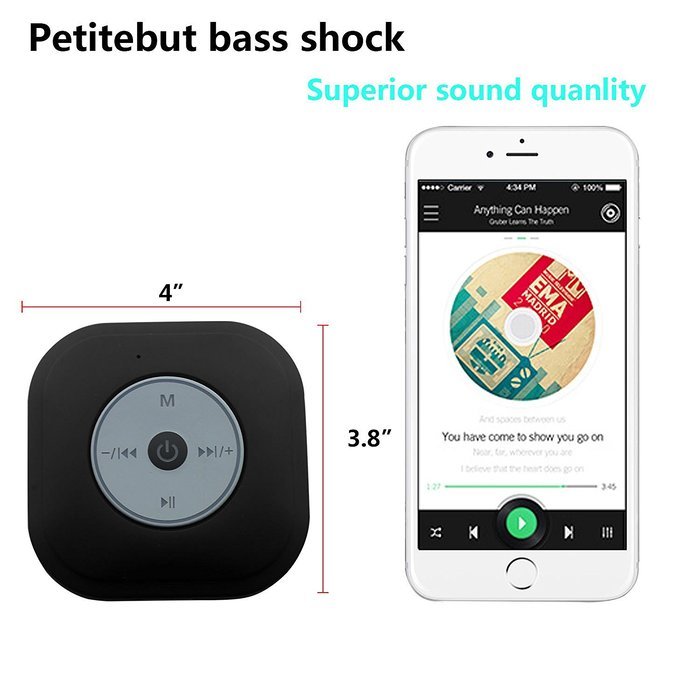 Waterproof Shower Speaker, NUTK Wireless Bluetooth Stereo Player Loud Handsfree Portable Speakerphone with Built-in... N3