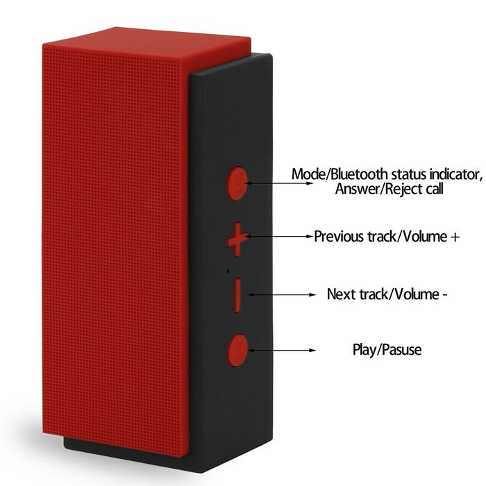 Homdox 4.0 Wireless Bluetooth Waterproof Speaker, Red N3