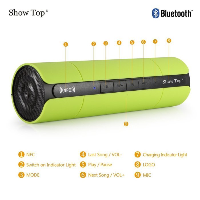 ShowTop&reg; Mini Bluetooth Speaker Yellow N8