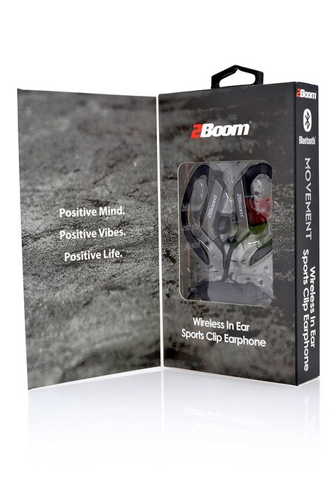 2BOOM Wireless Hands Free Bluetooth Sweat Proof In Ear Buds with Clip Headphone White N15