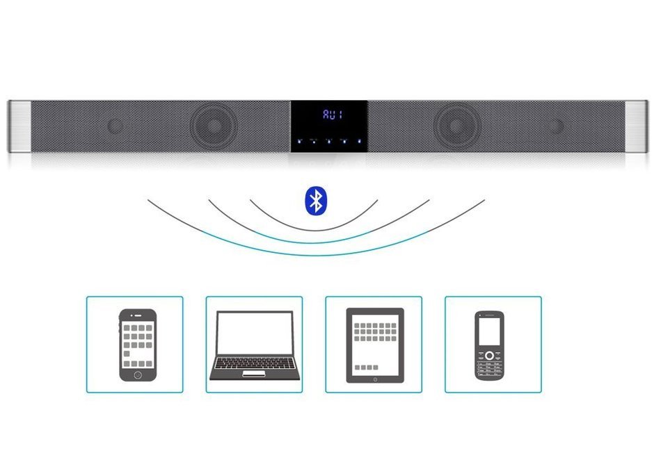 39.37 Inch 70 Watt 2.1 Channel Sound Bar "Sound Wave" - Bluetooth 4.0, Bass, Optical, Micro SD Slot, Touch key... N2