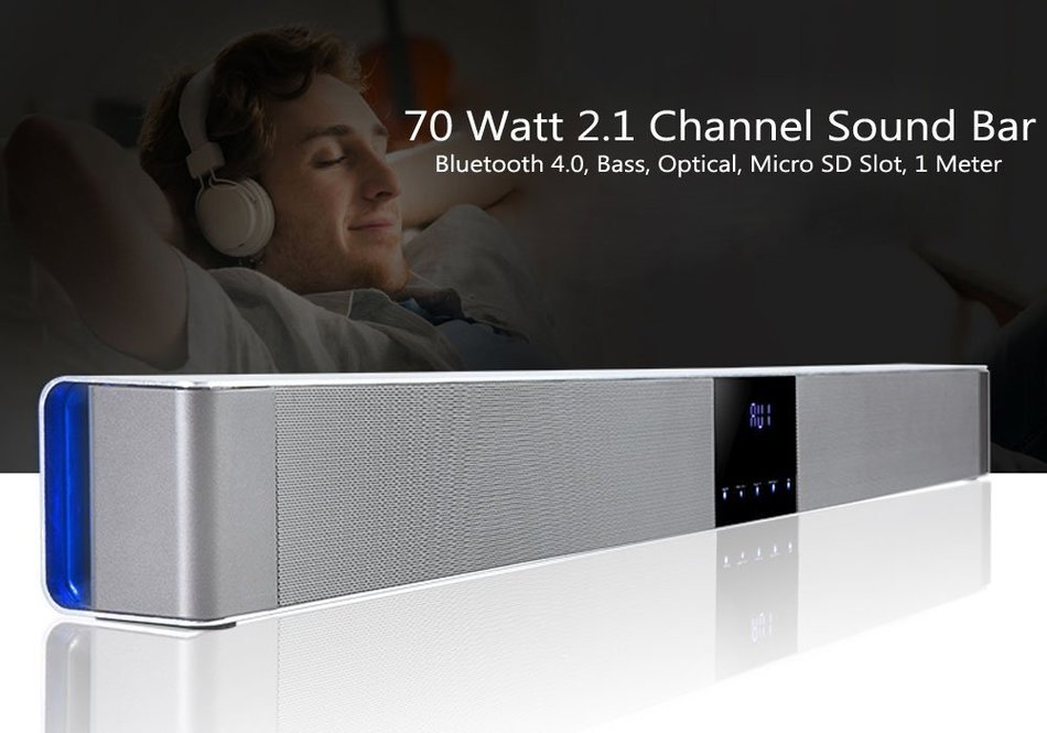 39.37 Inch 70 Watt 2.1 Channel Sound Bar "Sound Wave" - Bluetooth 4.0, Bass, Optical, Micro SD Slot, Touch key... N5