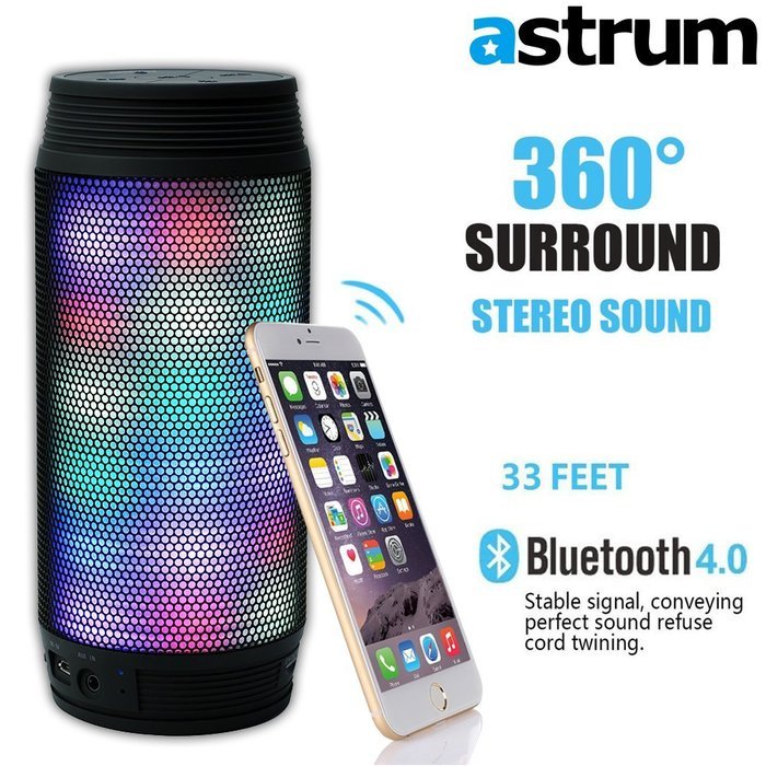 Astrum ST230 Portable Wireless Bluetooth LED Speaker - Colorful LED Light Pulse Wireless Speaker w Built-in Microphone...