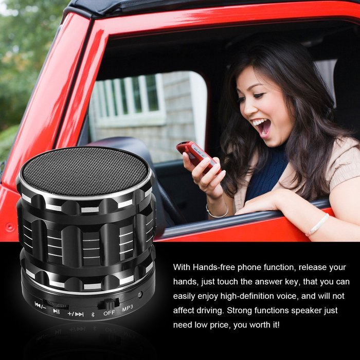 S28 Portable Mini Metal Bluetooth Speakers with Fm Radio Hands-free Calls Support TF Card - Black N9