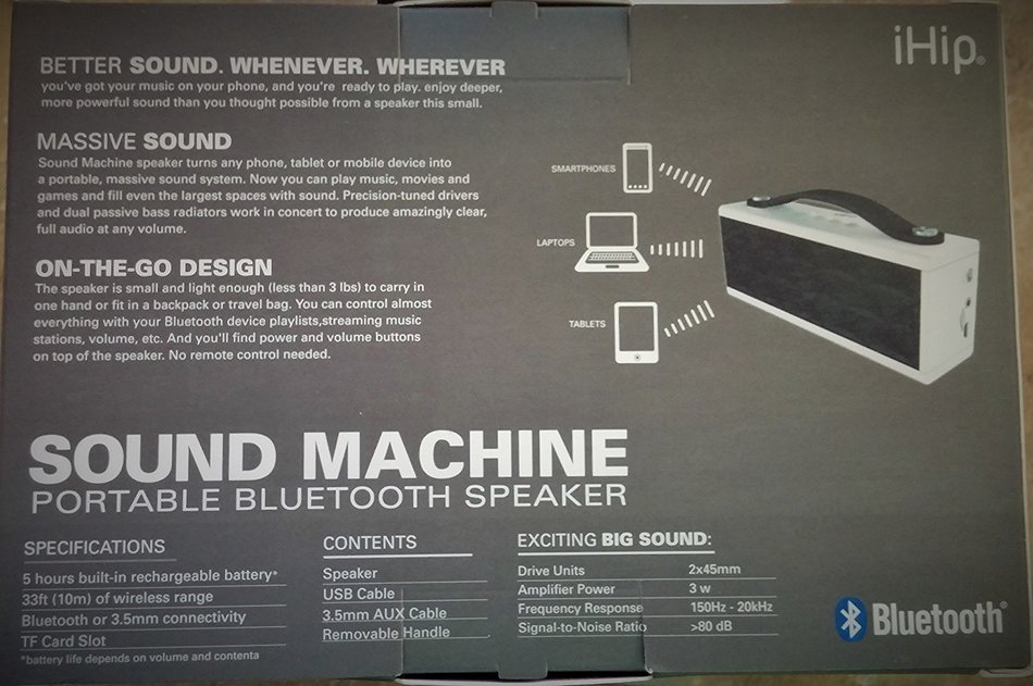 iHip Sound Machine Portable Bluetooth Speaker Black & White FXMACH-BKW N2