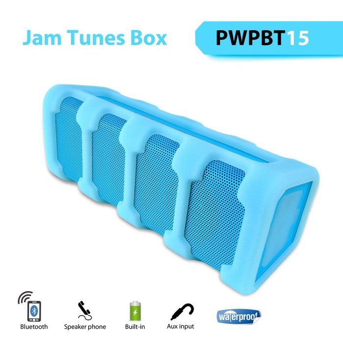 PYLE PWPBT15GN Jam Tunes Box Rugged & Splash-Proof Bluetooth Speaker & Hands Free Speaker-Phone with Aux In (Green) N3