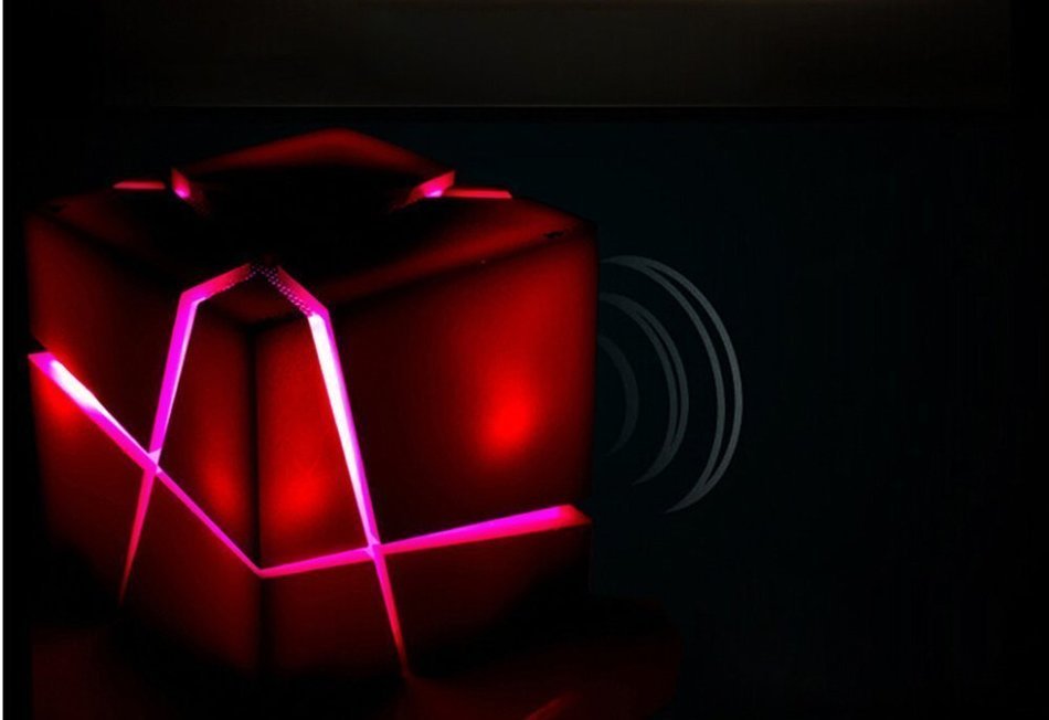 Megadream Portable Wireless Bluetooth 4.0 Cube Stereo Speaker with LED Flashing Light Support Handsfree Call with... N24
