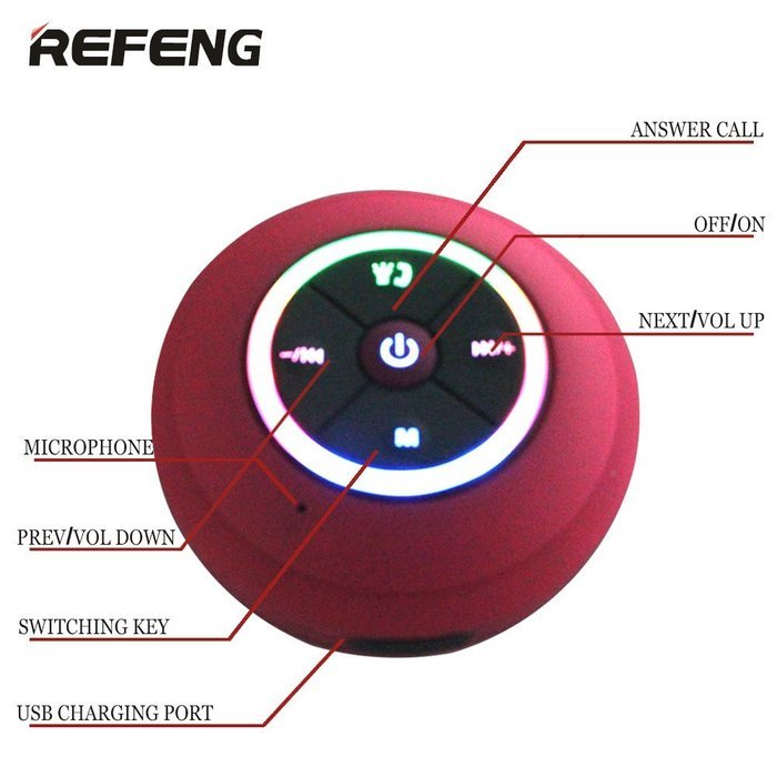 Osunlin(TM) Water Resistant Portable Shower Bluetooth 4.0 Speakers, Colorful LED Light Effect,Aux Input 3.5mm,... N9
