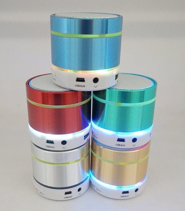 Mini Lightweight Stereo Sound Bluetooth Speakers with Colorful Led Light Rechargeable Battery Build in FM Radio... N4