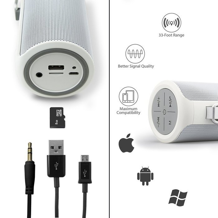 Volume and Bass Hi-Fi Wireless Bluetooth Speaker for Bluetooth Enabled Devices - White N6