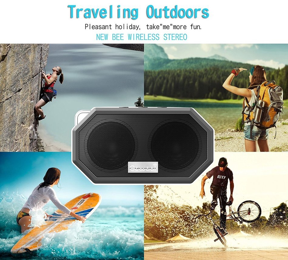 Cewaal Waterproof Bluetooth Speaker, Outdoor/Shower CRS 4.0 Stereo Portable Sports Speaker,Light Weight,Built-in... N20